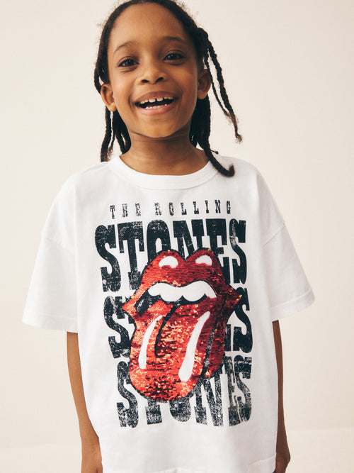 Dsiney Kidz - Ecru Sequin Rolling Stones Oversized T-Shirt (3-16yrs) image 1