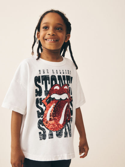 Dsiney Kidz - Ecru Sequin Rolling Stones Oversized T-Shirt (3-16yrs) image 3