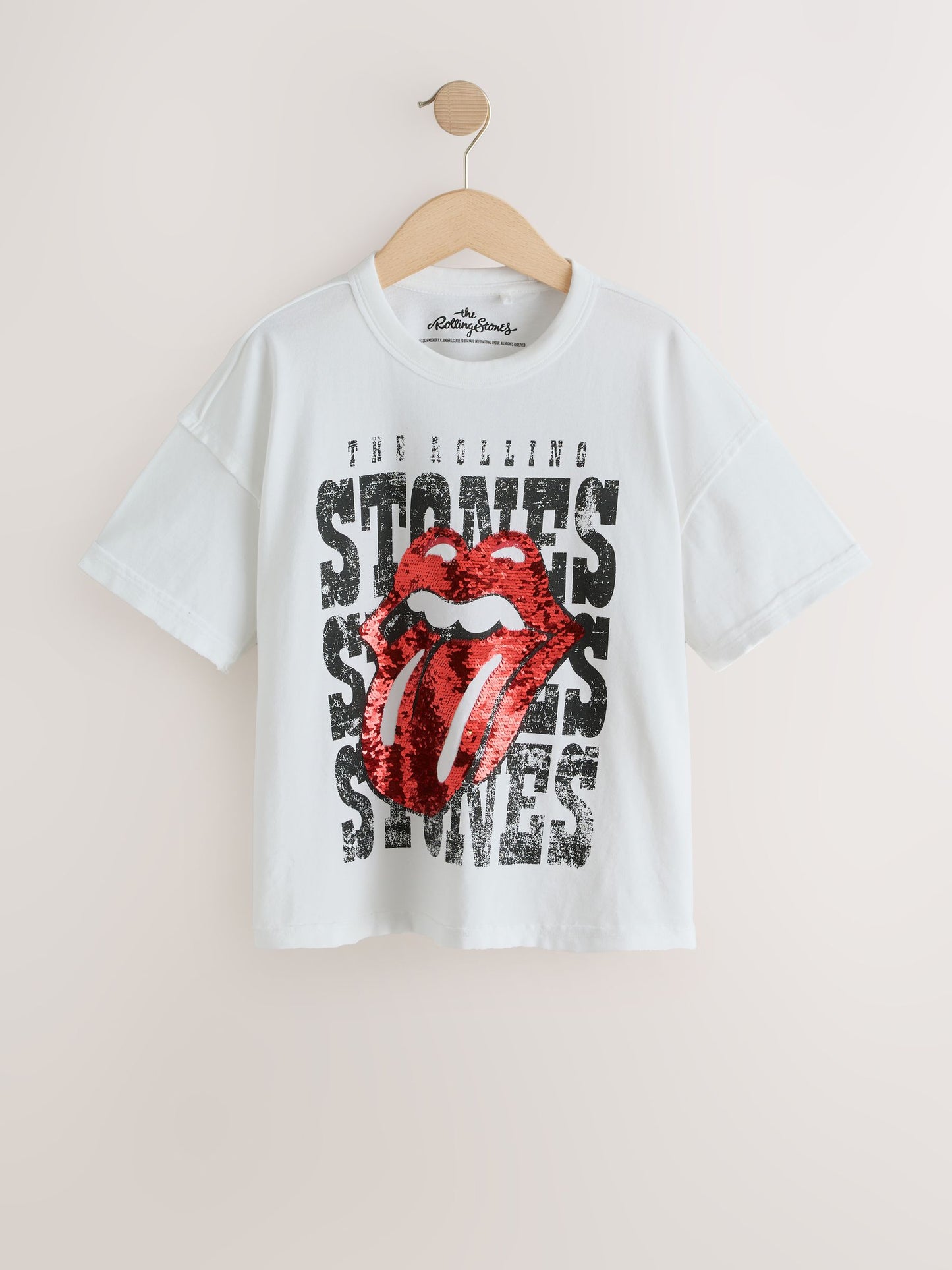 Dsiney Kidz - Ecru Sequin Rolling Stones Oversized T-Shirt (3-16yrs) image 5