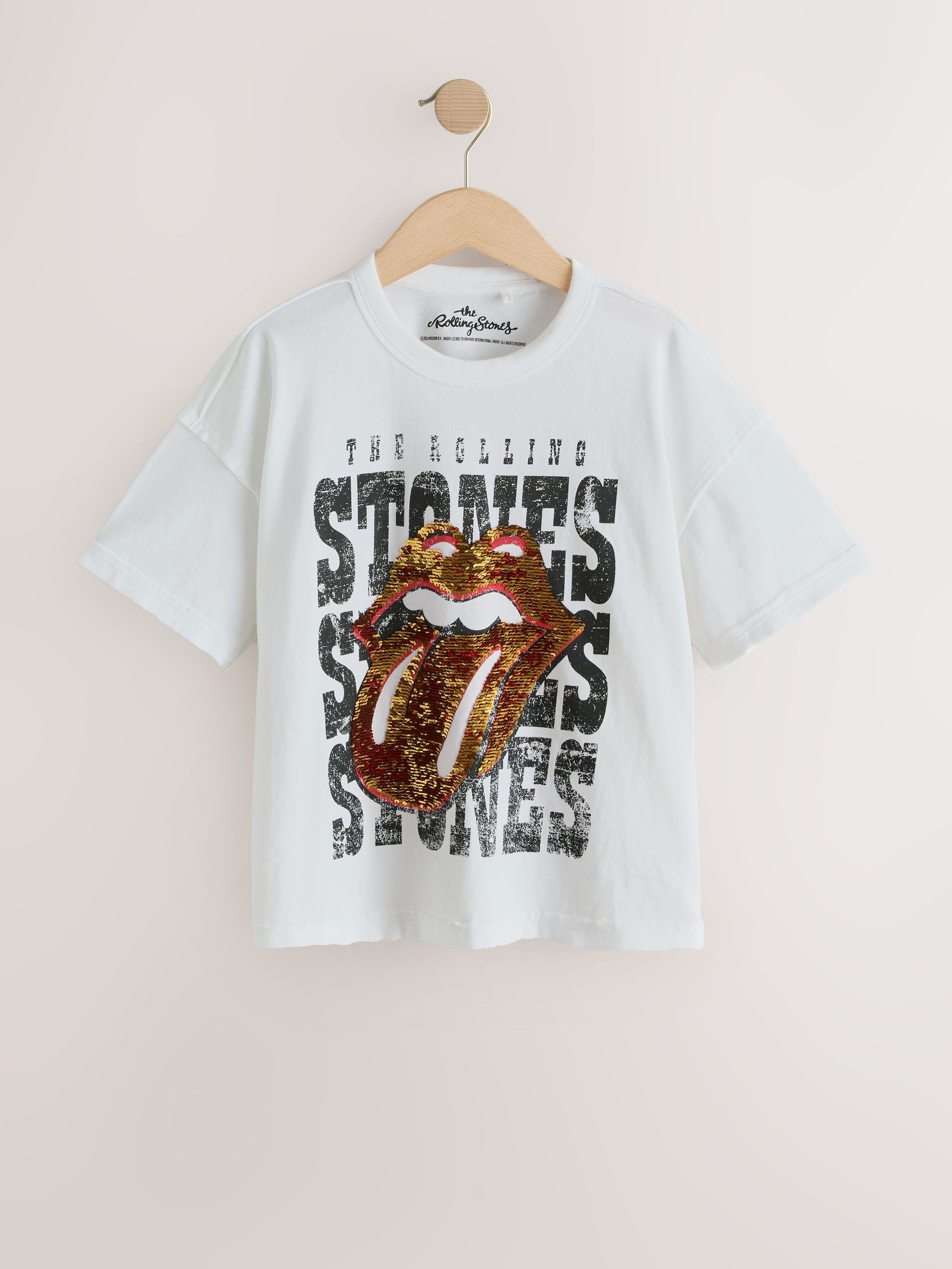 Dsiney Kidz - Ecru Sequin Rolling Stones Oversized T-Shirt (3-16yrs) image 6