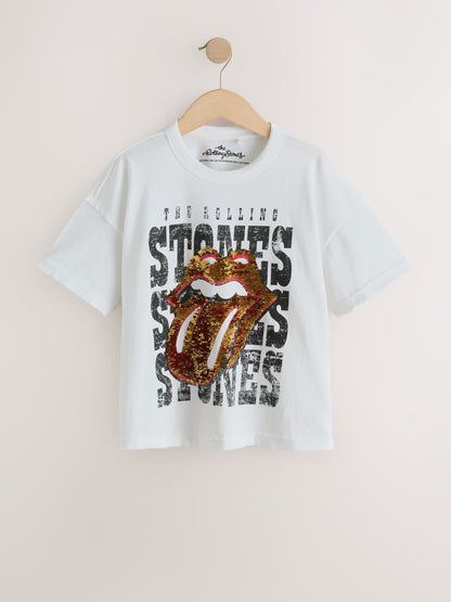 Dsiney Kidz - Ecru Sequin Rolling Stones Oversized T-Shirt (3-16yrs) image 6