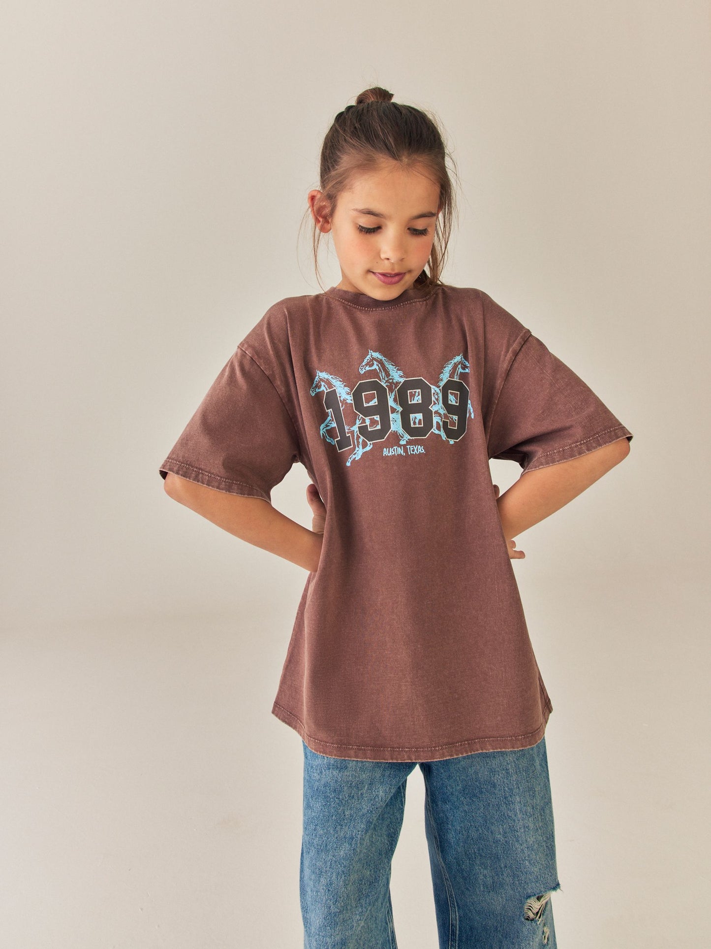 Dsiney Kidz - Brown Horse Oversized Graphic T-Shirt (3-16yrs) image 1
