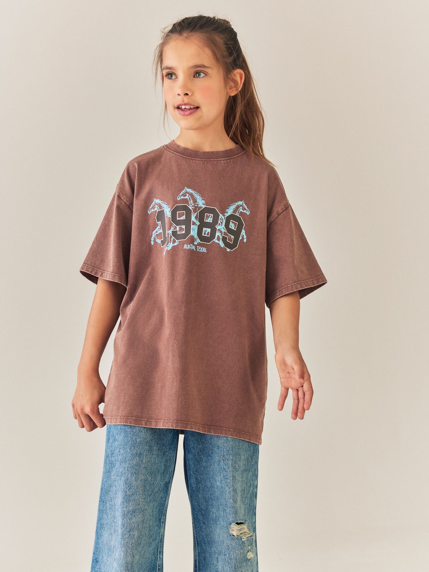 Dsiney Kidz - Brown Horse Oversized Graphic T-Shirt (3-16yrs) image 2