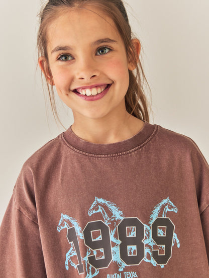 Dsiney Kidz - Brown Horse Oversized Graphic T-Shirt (3-16yrs) image 4
