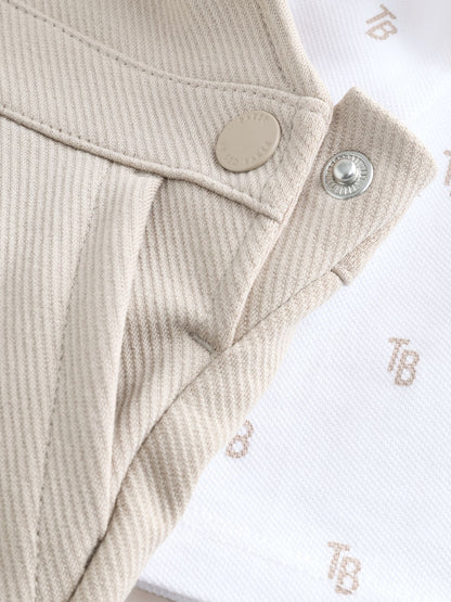 Baker by Ted Baker Stone Textured Dungaree and All Over Print Polo Shirt Set image 5