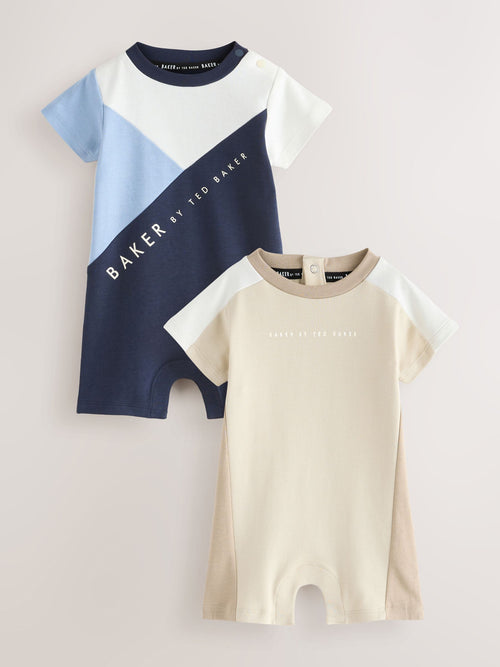 Baker by Ted Baker 2 Pack Colourblock Rompers image 1