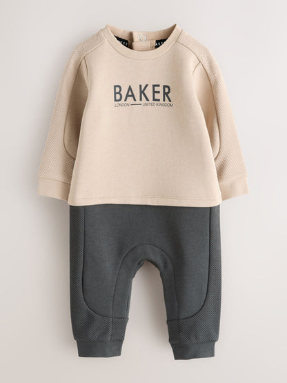 Baker by Ted Baker Stone/Charcoal Textured Romper image 1