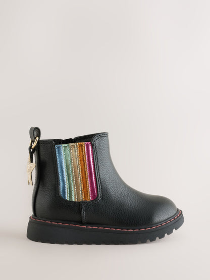 Little Bird Black Rainbow Star Chelsea Boots - image 1