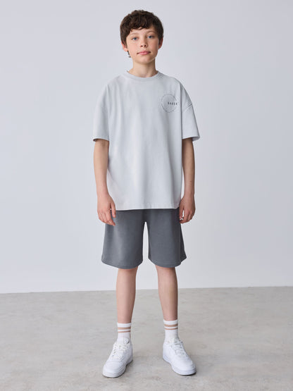 Dsiney Kidz - Baker by Ted Baker Grey Oversized Washed T-Shirts and Shorts Set image 1