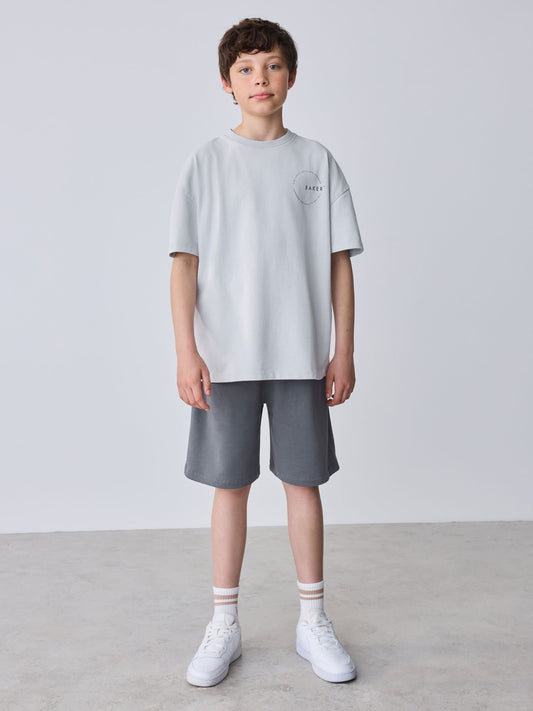 Dsiney Kidz - Baker by Ted Baker Grey Oversized Washed T-Shirts and Shorts Set image 1