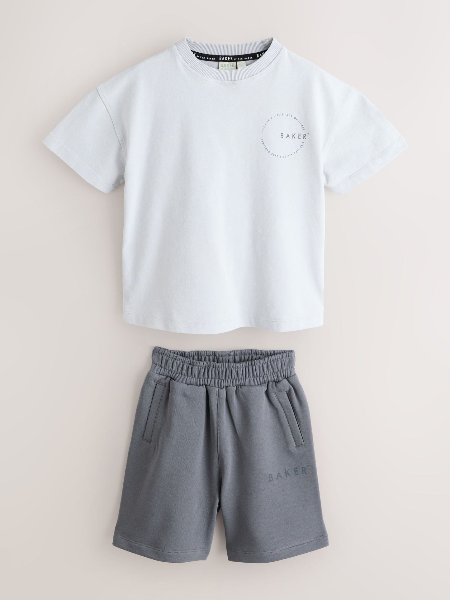 Dsiney Kidz - Baker by Ted Baker Grey Oversized Washed T-Shirts and Shorts Set image 7