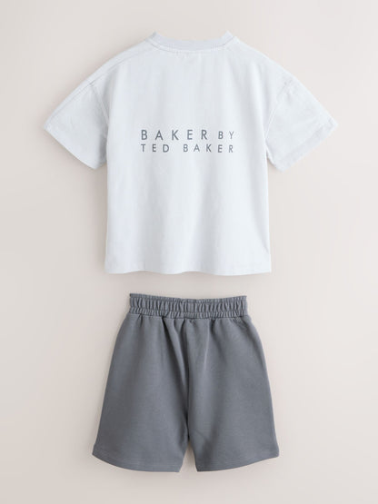 Dsiney Kidz - Baker by Ted Baker Grey Oversized Washed T-Shirts and Shorts Set image 8