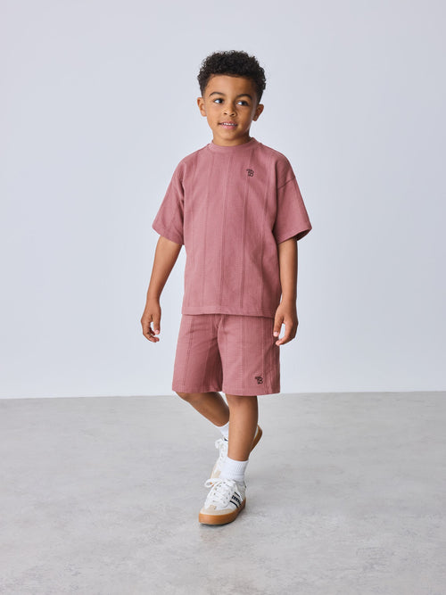 Dsiney Kidz - Baker by Ted Baker Plum Purple Textured T-Shirt and Shorts Set image 1