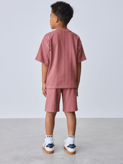 Baker by Ted Baker Plum Purple Textured T-Shirt and Shorts Set image 3