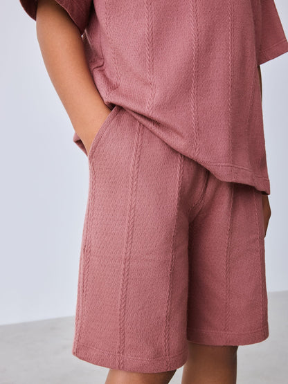 Baker by Ted Baker Plum Purple Textured T-Shirt and Shorts Set image 5