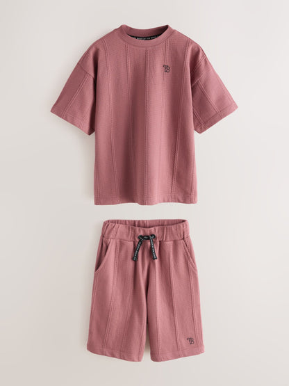Baker by Ted Baker Plum Purple Textured T-Shirt and Shorts Set image 6