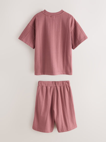 Baker by Ted Baker Plum Purple Textured T-Shirt and Shorts Set image 7