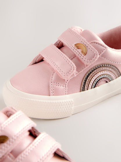 Pink Metallic Standard Fit (F) Touch Fasten Trainers image 3