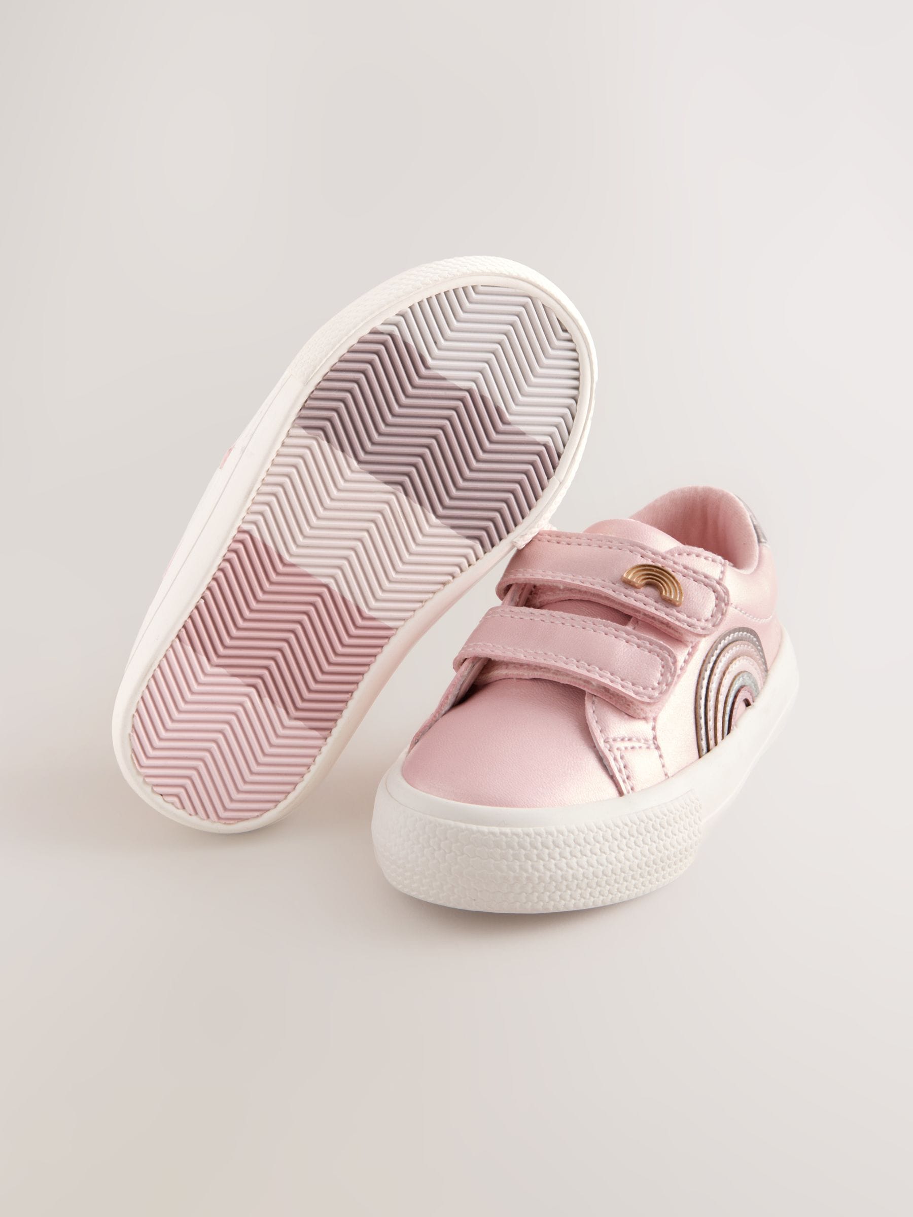 Pink Metallic Standard Fit (F) Touch Fasten Trainers image 4