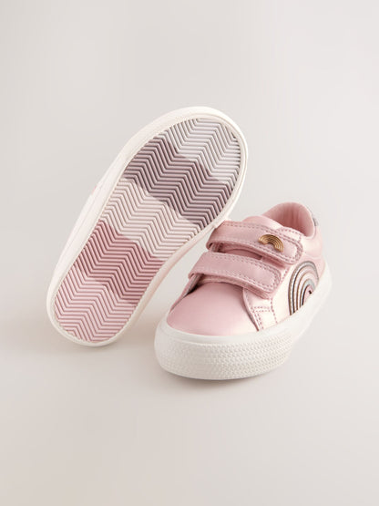 Pink Metallic Standard Fit (F) Touch Fasten Trainers image 4