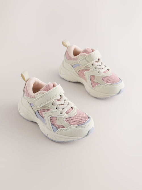 Pink/Neutral Elastic Lace Touch Fasten Trainers image 1