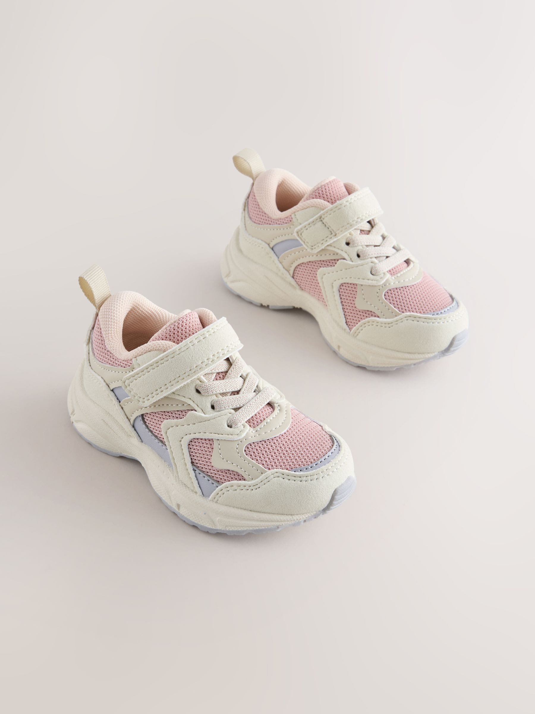 Pink/Neutral Elastic Lace Touch Fasten Trainers image 1