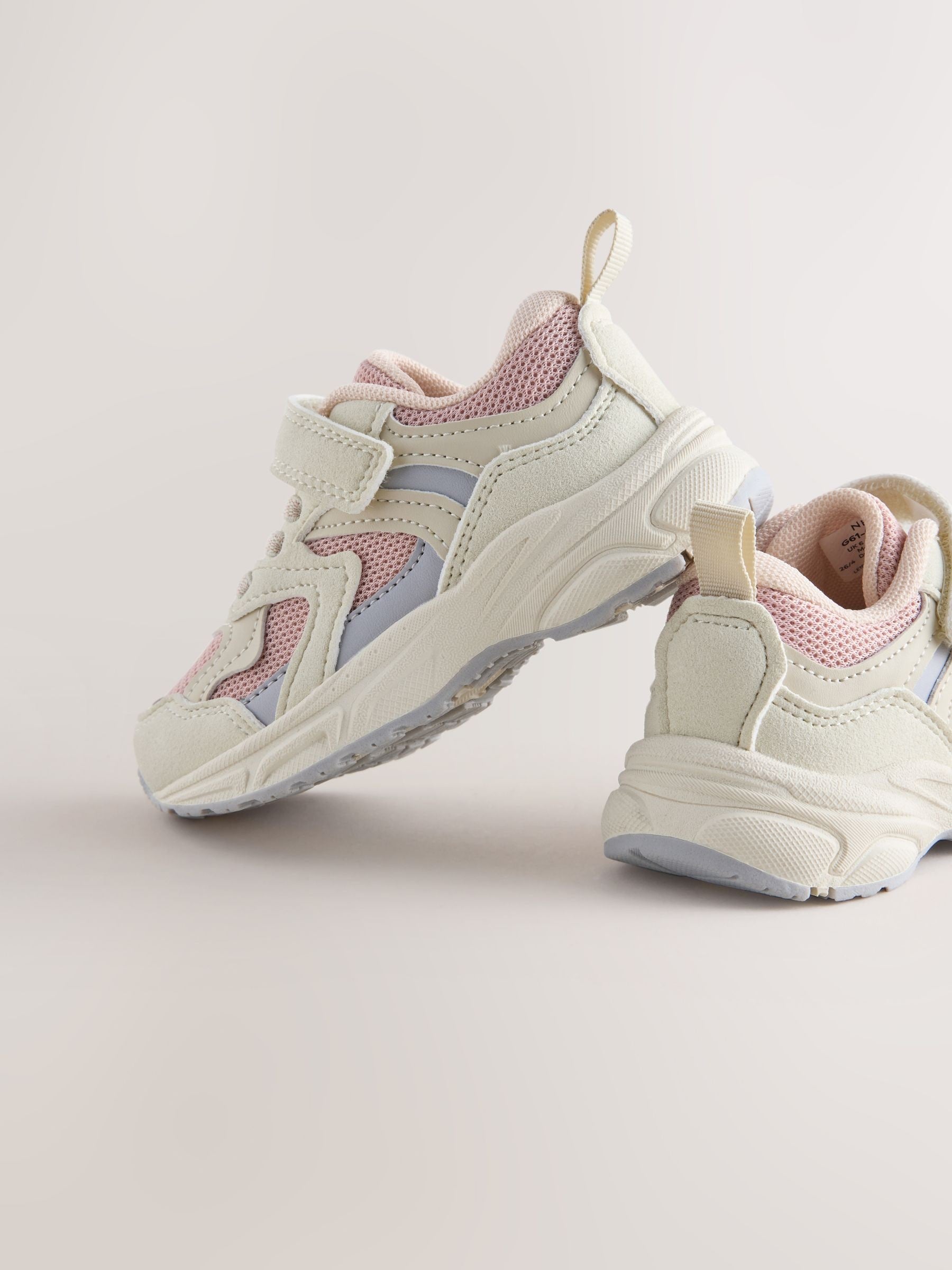 Pink/Neutral Elastic Lace Touch Fasten Trainers image 3