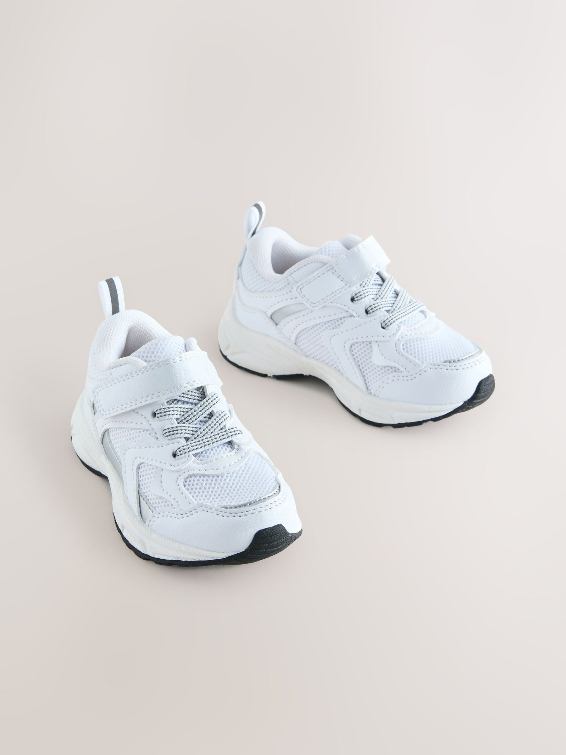 White Elastic Lace Touch Fasten Trainers image 1