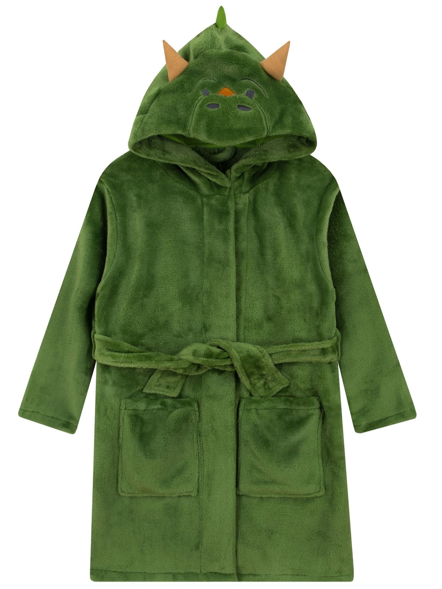 Harry Bear Green Dinosaur Fleece Dressing Gown With 3D Horns And Spikes image 1