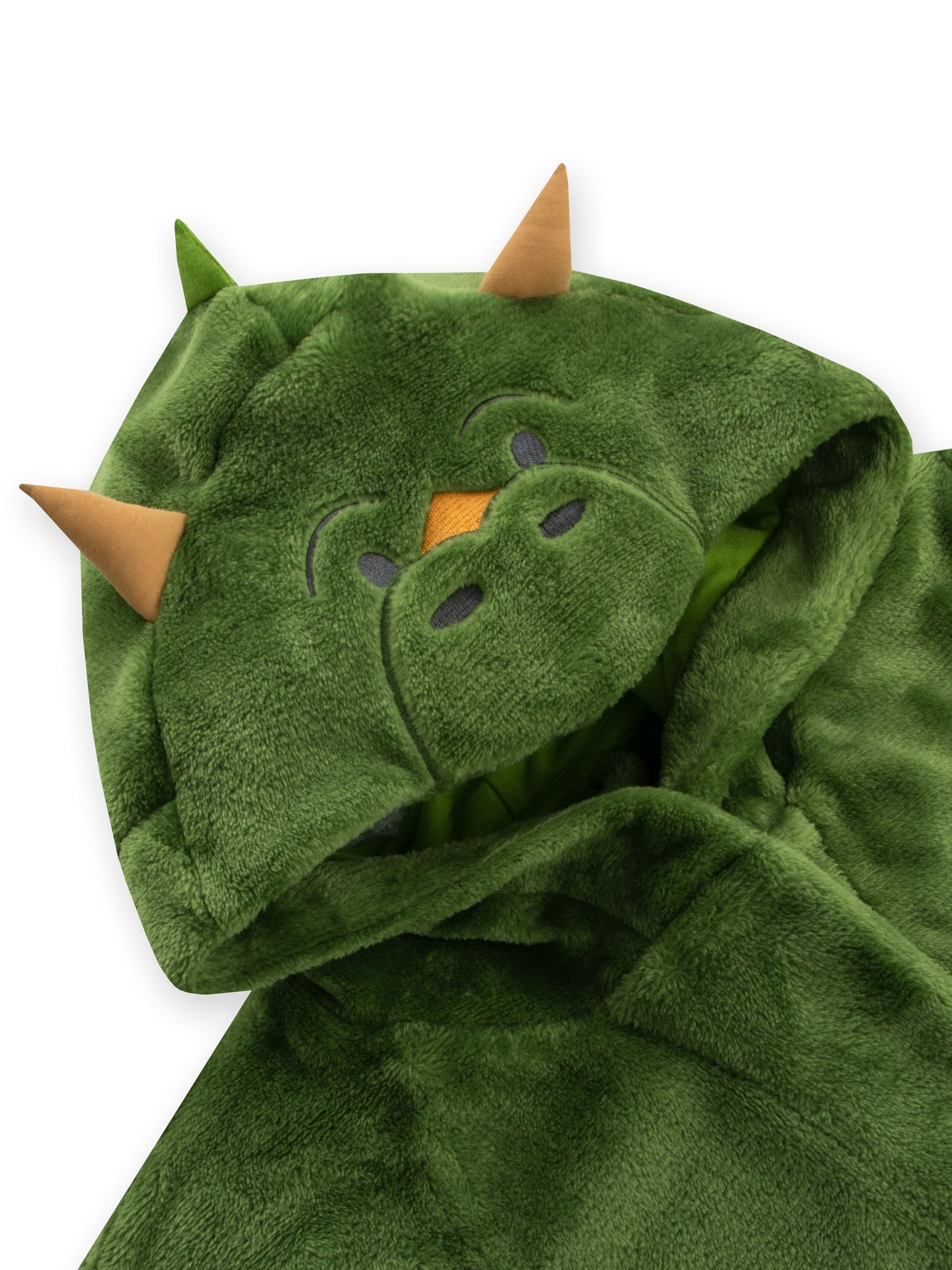 Harry Bear Green Dinosaur Fleece Dressing Gown With 3D Horns And Spikes image 3