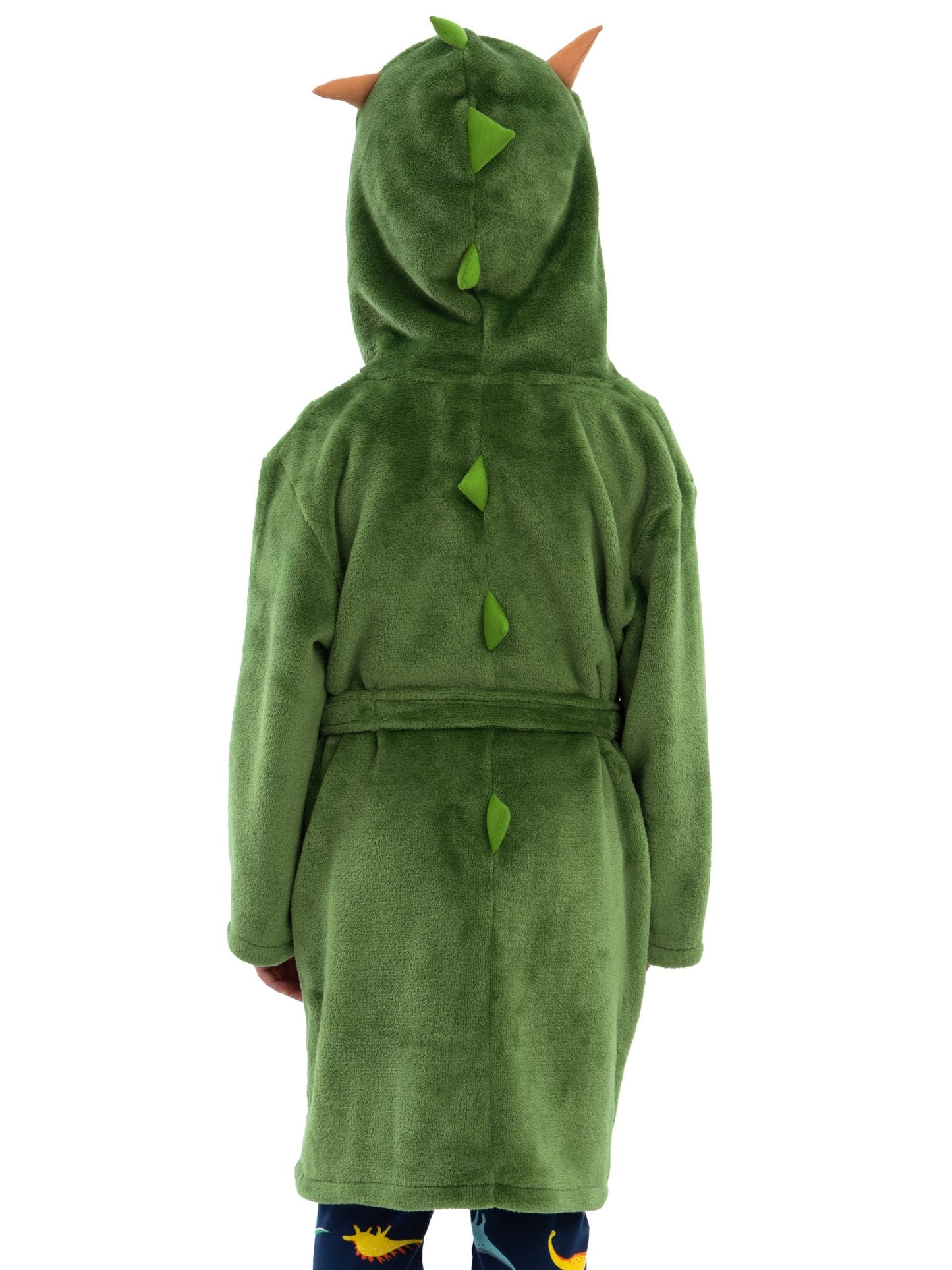 Harry Bear Green Dinosaur Fleece Dressing Gown With 3D Horns And Spikes image 5