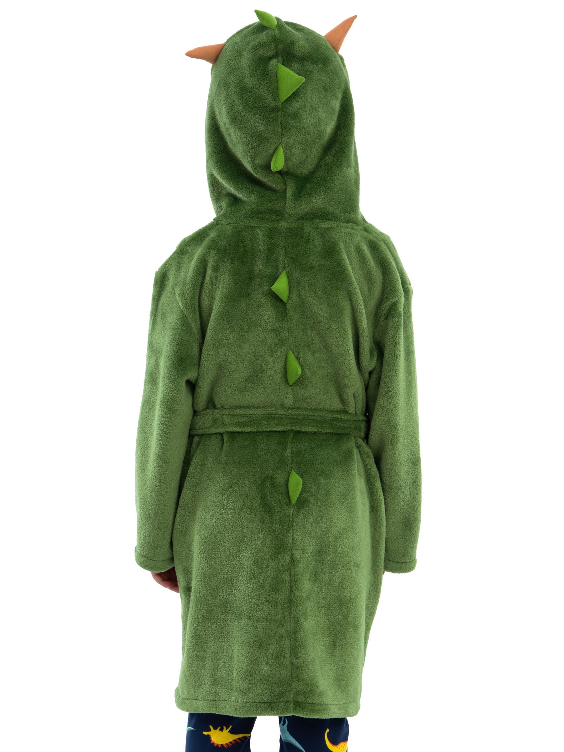 Harry Bear Green Dinosaur Fleece Dressing Gown With 3D Horns And Spikes image 5