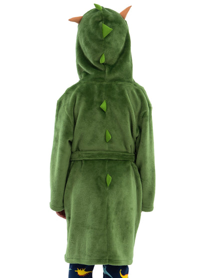 Harry Bear Green Dinosaur Fleece Dressing Gown With 3D Horns And Spikes image 5