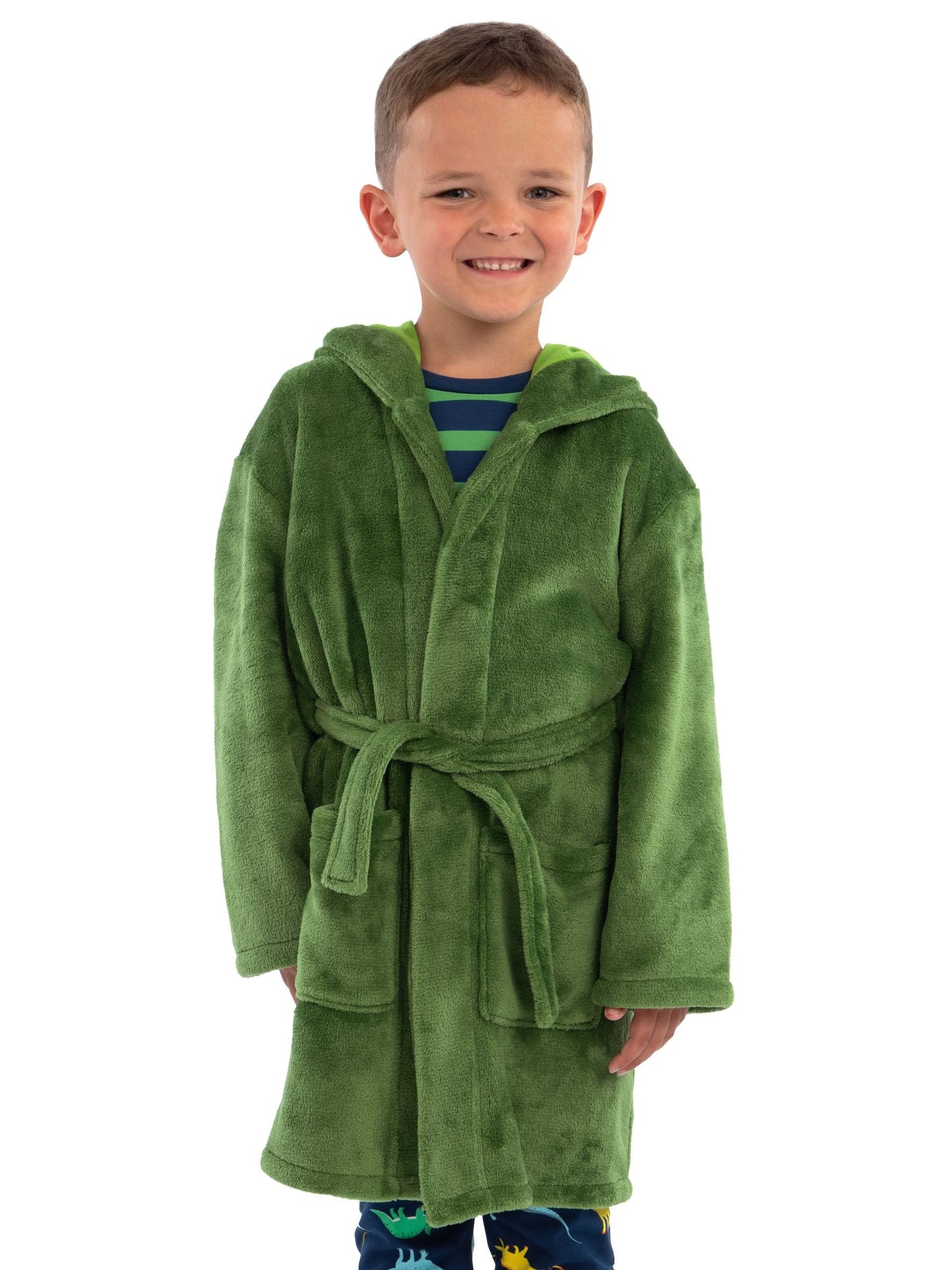 Harry Bear Green Dinosaur Fleece Dressing Gown With 3D Horns And Spikes image 7