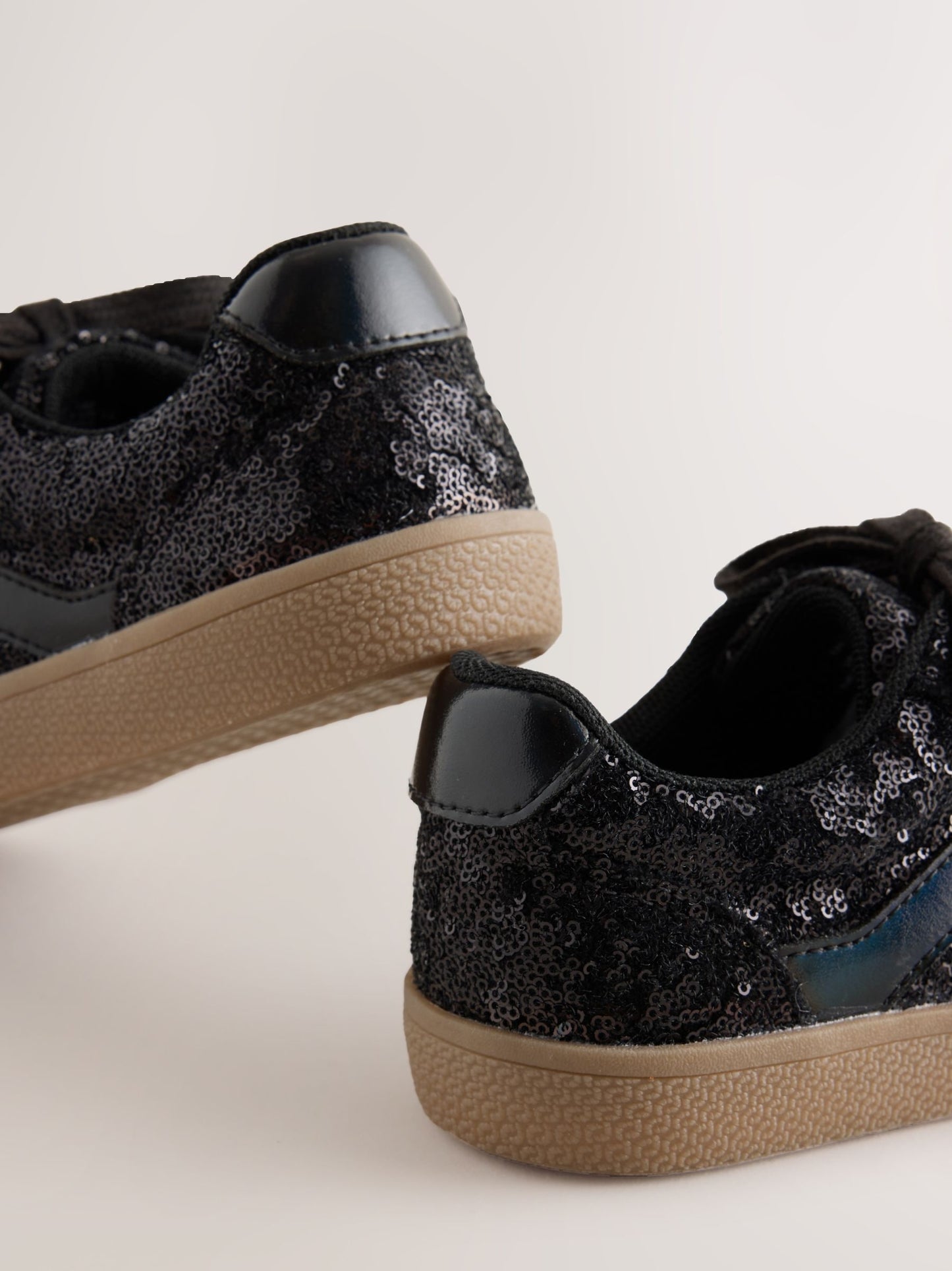 Black Sequin Standard Fit (F) Retro Trainers image 3