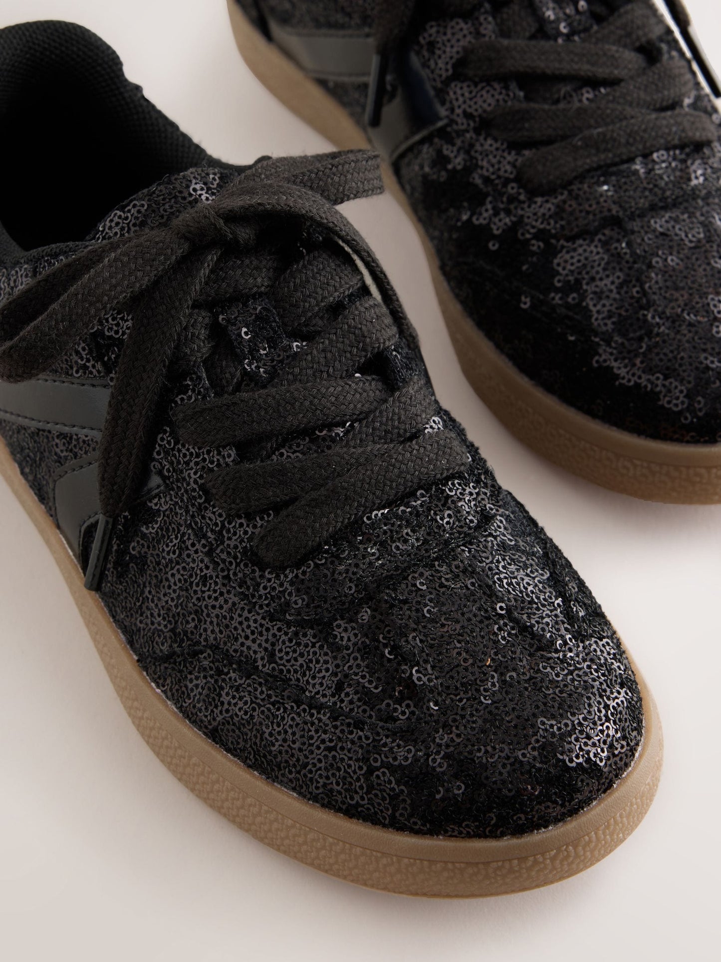 Black Sequin Standard Fit (F) Retro Trainers image 4