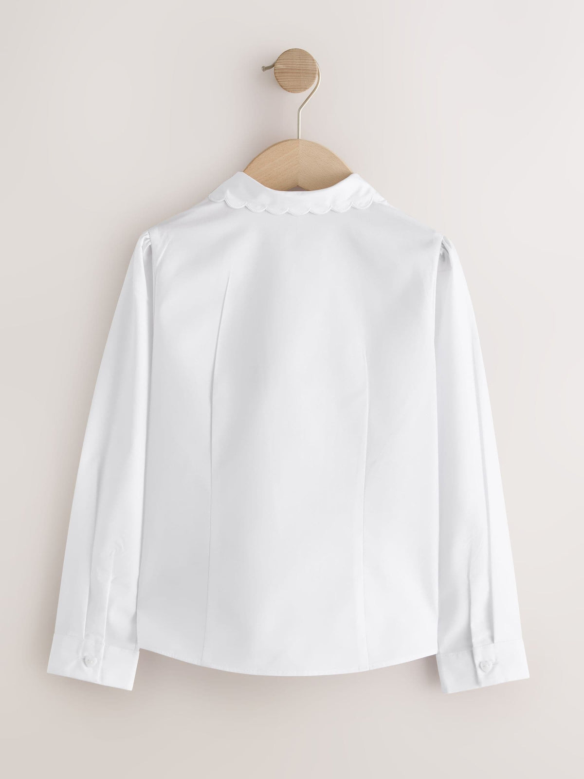 Dsiney Kidz - White Girls Long Sleeve Scalloped Lace Trim School Blouse 2 Pack (3-14yrs) image 3