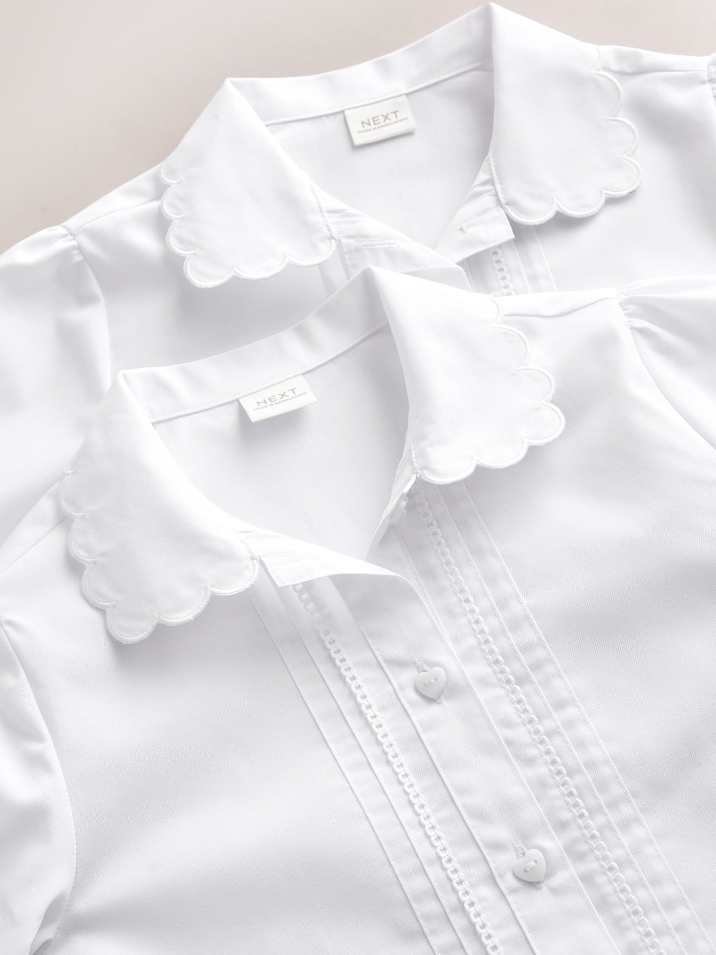 Dsiney Kidz - White Girls Long Sleeve Scalloped Lace Trim School Blouse 2 Pack (3-14yrs) image 4