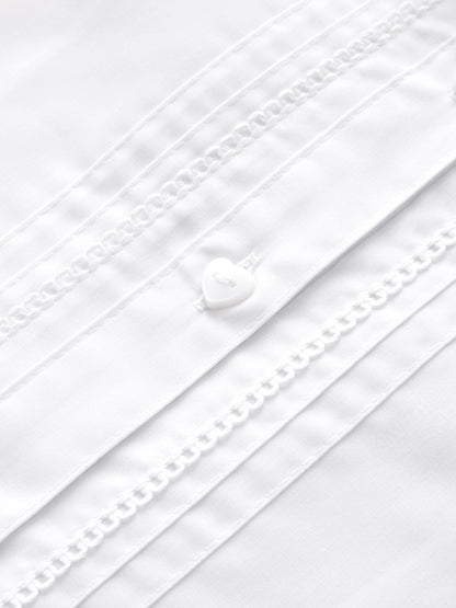 Dsiney Kidz - White Girls Long Sleeve Scalloped Lace Trim School Blouse 2 Pack (3-14yrs) image 5
