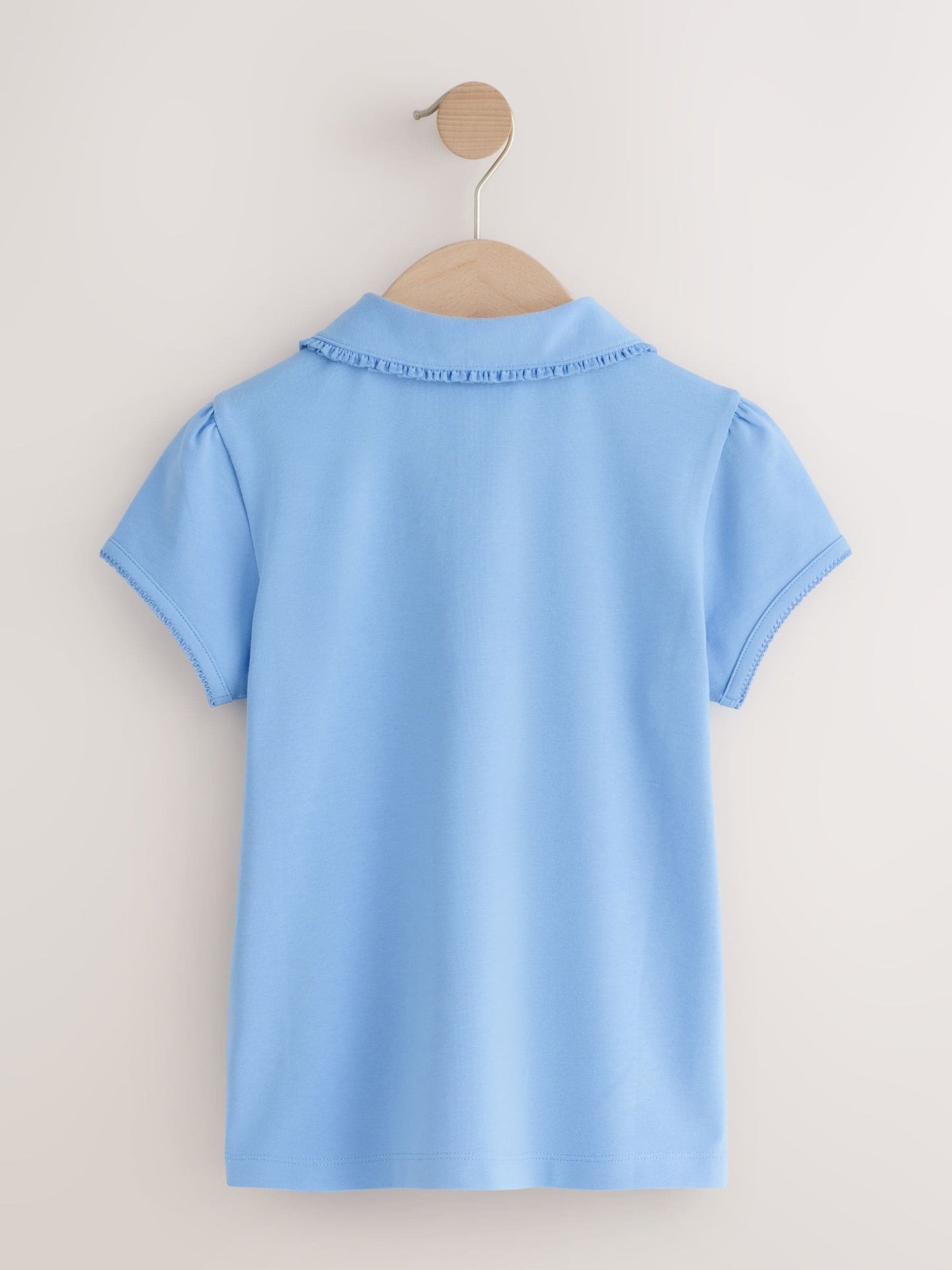 Dsiney Kidz - Light Blue Girls Cotton Stretch Frill Collar School Polo Tops 2 Pack (3-16yrs) image 3