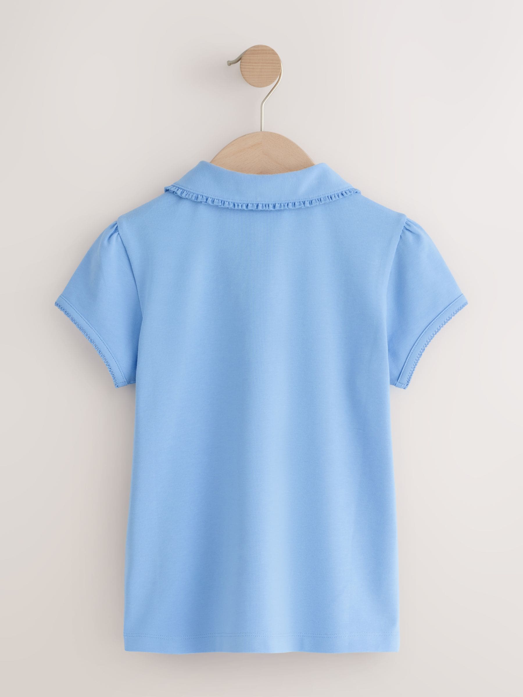 Dsiney Kidz - Light Blue Girls Cotton Stretch Frill Collar School Polo Tops 2 Pack (3-16yrs) image 3