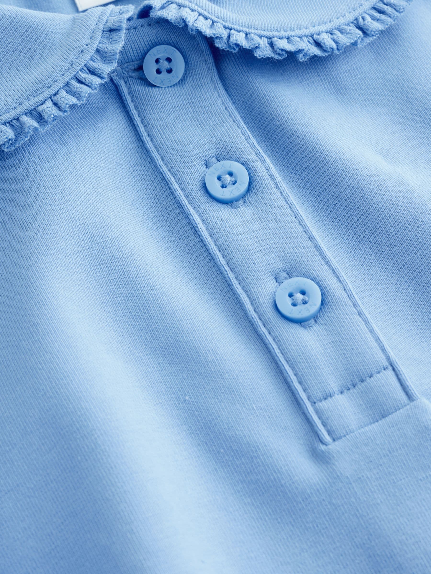 Dsiney Kidz - Light Blue Girls Cotton Stretch Frill Collar School Polo Tops 2 Pack (3-16yrs) image 6