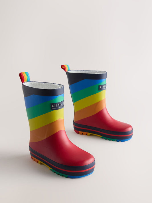 Little Bird Bright Rainbow Striped Warm Lined Welly Boots - image 1