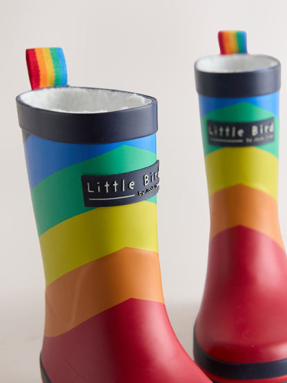 Little Bird Bright Rainbow Striped Warm Lined Welly Boots - image 4