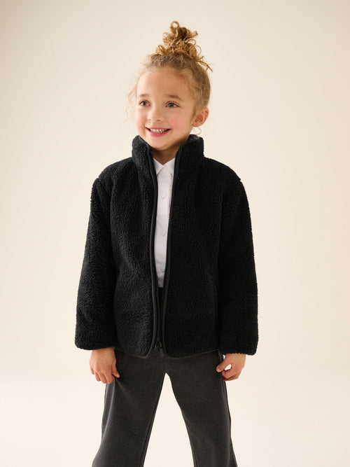 Dsiney Kidz - Black Zip-Up Borg Fleece Jacket With Pockets (3-16yrs) image 1