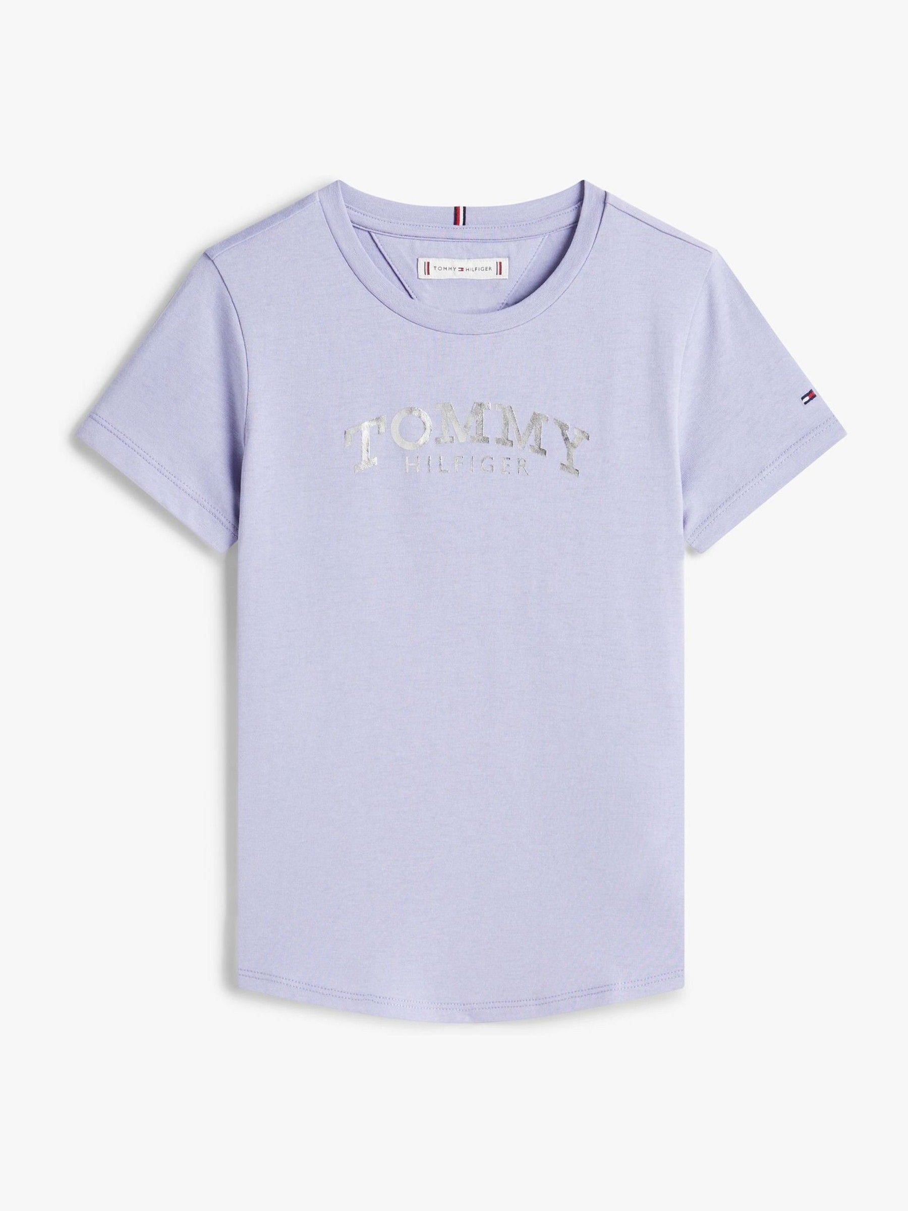 Tommy Hilfiger Purple Metallic Logo Slim Crew Neck T-Shirt image 5