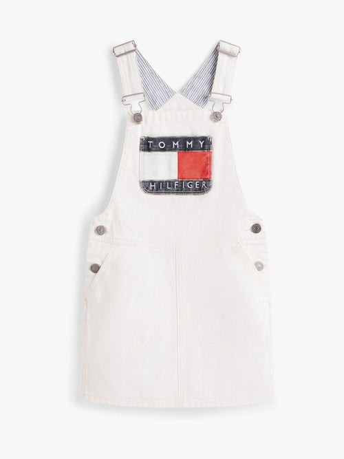 Dsiney Kidz - Tommy Hilfiger White Heritage Logo Pocket Denim Dungaree Dress image 1