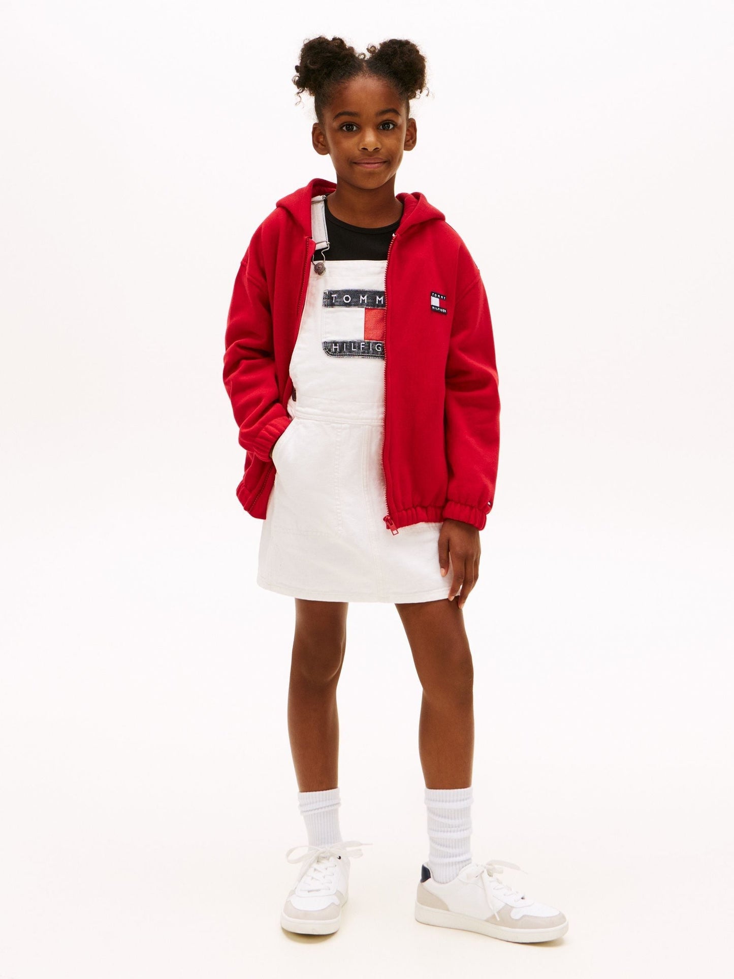Tommy Hilfiger White Heritage Logo Pocket Denim Dungaree Dress image 3