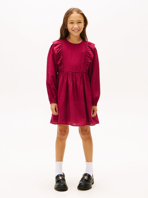 Dsiney Kidz - Tommy Hilfiger Pink Festive Ruffle Long Sleeve A-Line Dress image 1