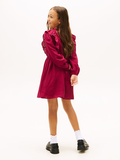Tommy Hilfiger Pink Festive Ruffle Long Sleeve A-Line Dress image 2